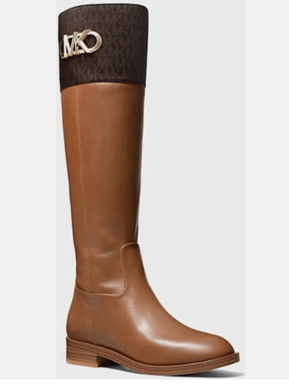 Michael Kors Side Zip Parker And Leather Tall Riding Boots Luggage Size 9.5 M